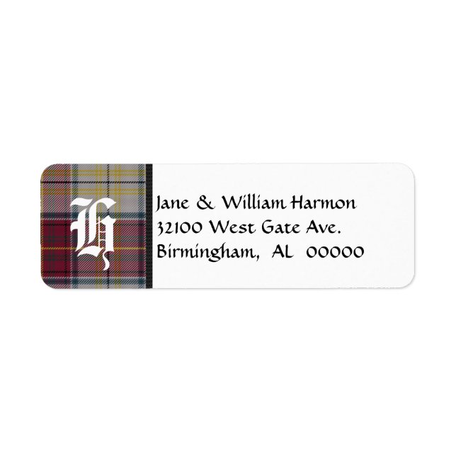 Harmon Dress Tartan Plaid Monogram Address Labels (Front)