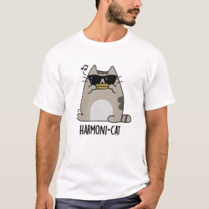 Harmoni-cat Funny Harmonica Cat Pun T-Shirt