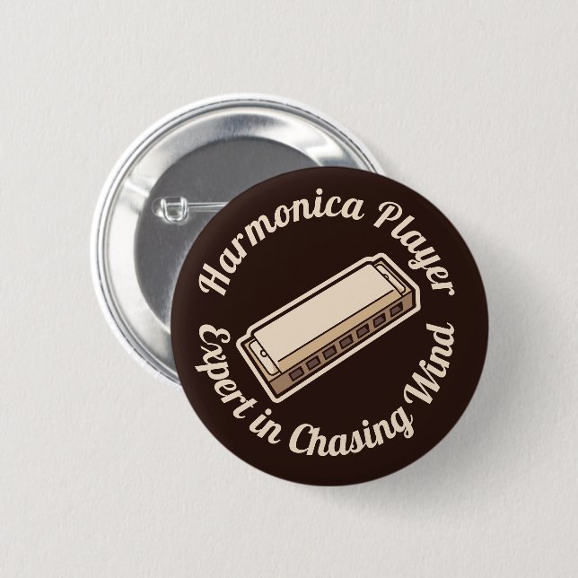 Harmonica 6 Cm Round Badge (Front & Back)