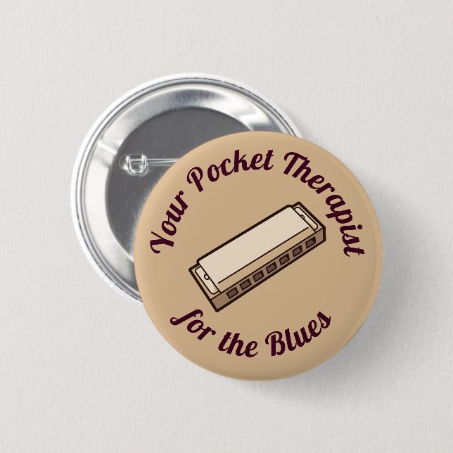 Harmonica 6 Cm Round Badge (Front & Back)