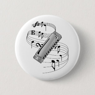 Harmonica 6 Cm Round Badge