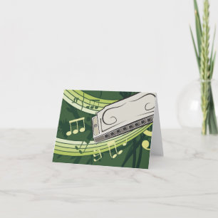 Harmonica Blues and Folk Music Thank You Card