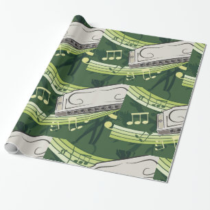Harmonica Blues and Folk Music Wrapping Paper