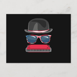 Harmonica Blues Music Audio Instrument Sound Gift Postcard