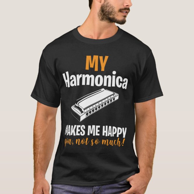Harmonica blues musician luck instrument T-Shirt (Front)