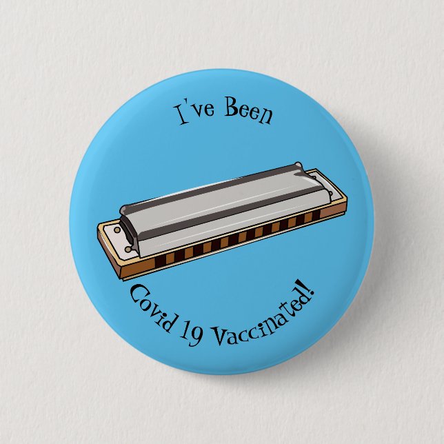 Harmonica cartoon illustration 6 cm round badge (Front)