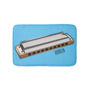 Harmonica cartoon illustration bath mat