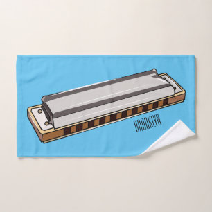 Harmonica cartoon illustration bath towel set