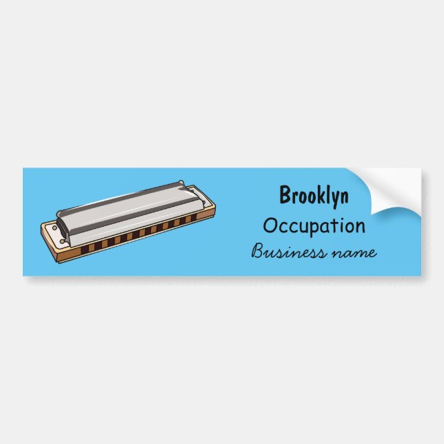 Harmonica cartoon illustration bumper sticker (Front)