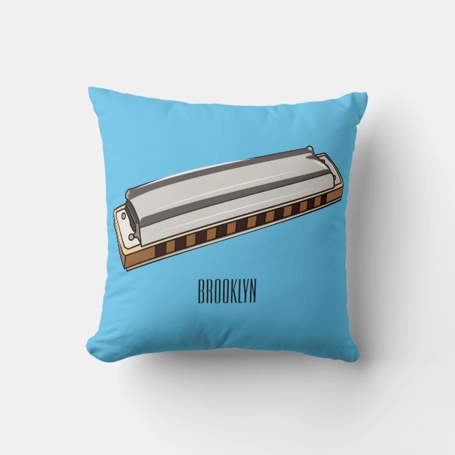 Harmonica cartoon illustration cushion (Front)