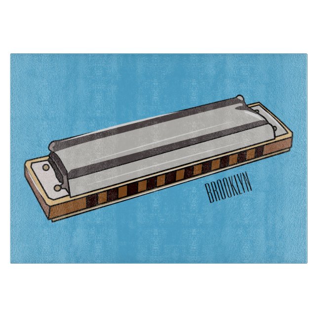 Harmonica cartoon illustration cutting board (Front)