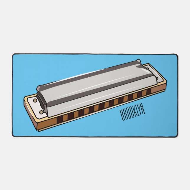 Harmonica cartoon illustration desk mat (Front)
