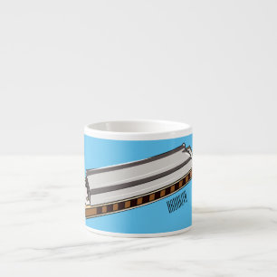 Harmonica cartoon illustration espresso cup