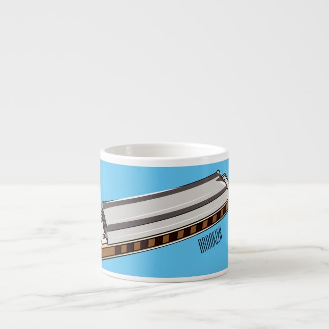 Harmonica cartoon illustration espresso cup (Front)