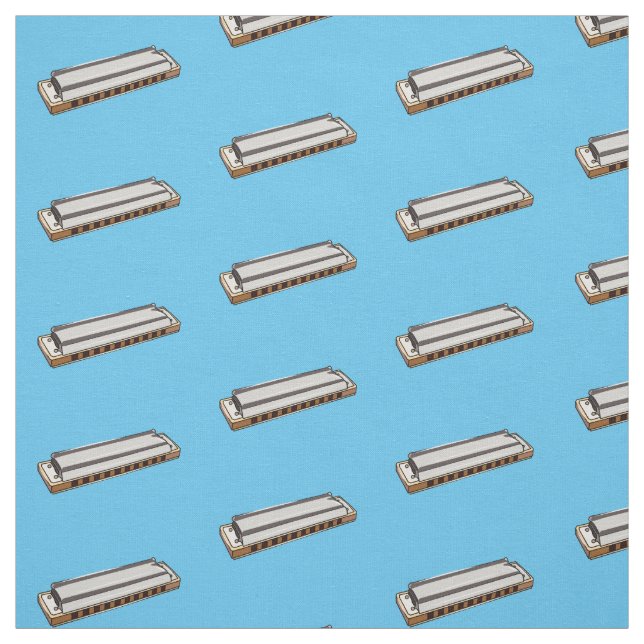 Harmonica cartoon illustration fabric (Swatch)