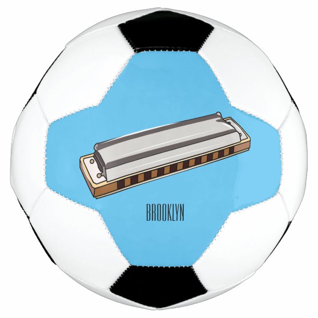 Harmonica cartoon illustration football (Front)