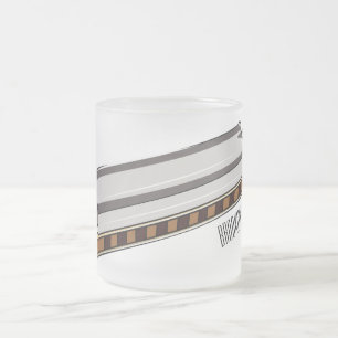 Harmonica cartoon illustration frosted glass coffee mug