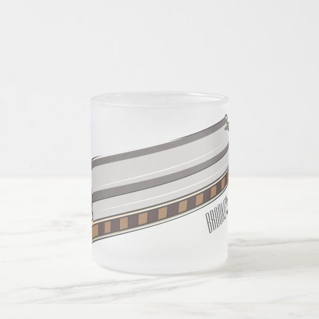 Harmonica cartoon illustration frosted glass coffee mug (Center)