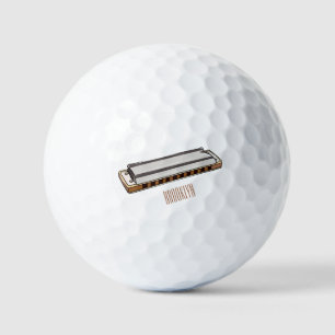 Harmonica cartoon illustration golf balls