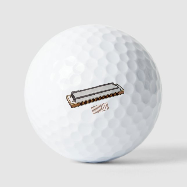 Harmonica cartoon illustration golf balls (Front)
