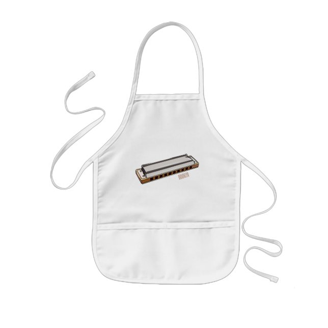 Harmonica cartoon illustration kids apron (Front)