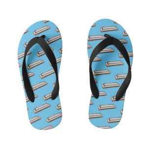 Harmonica cartoon illustration kid's flip flops