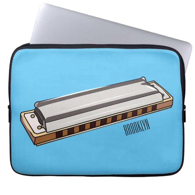 Harmonica cartoon illustration laptop sleeve (Front)
