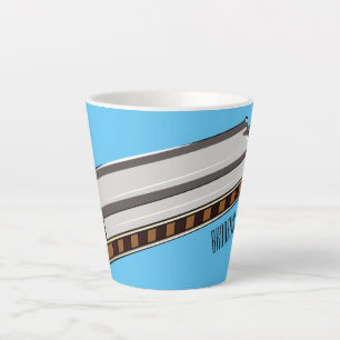 Harmonica cartoon illustration latte mug