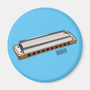 Harmonica cartoon illustration magnet