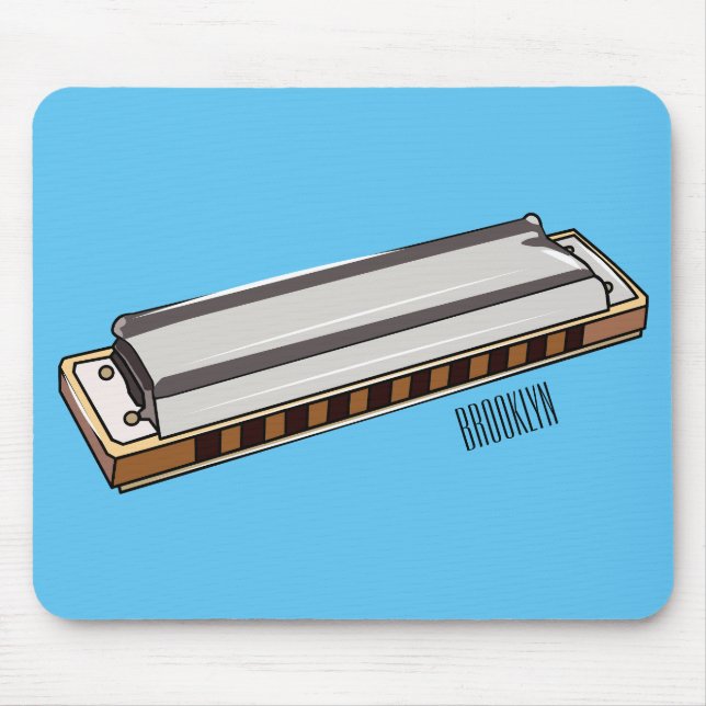 Harmonica cartoon illustration mouse mat (Front)