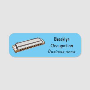 Harmonica cartoon illustration name tag