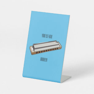 Harmonica cartoon illustration pedestal sign