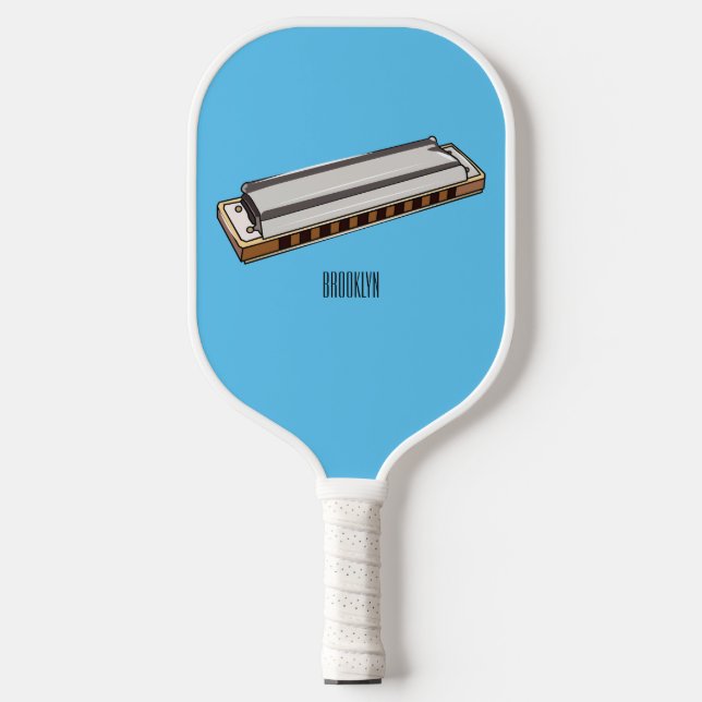 Harmonica cartoon illustration pickleball paddle (Front)