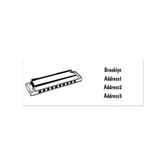 Harmonica cartoon illustration rubber stamp (Imprint)