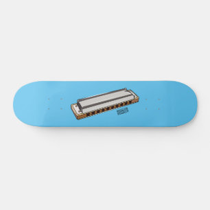 Harmonica cartoon illustration skateboard