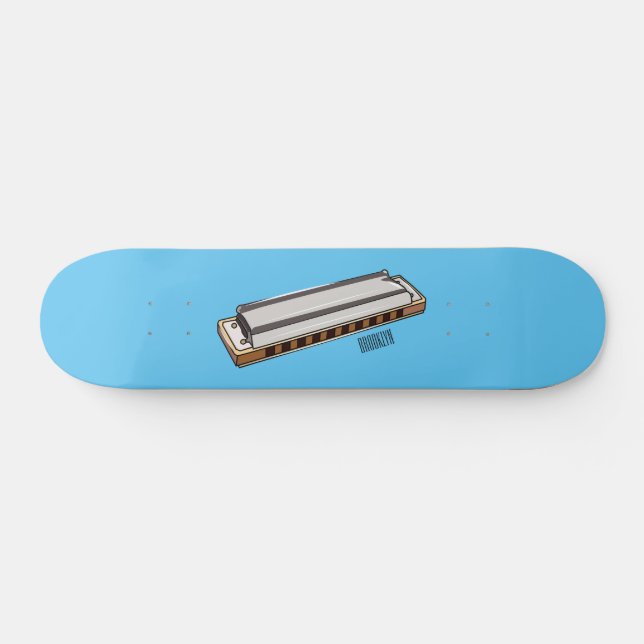 Harmonica cartoon illustration skateboard (Horz)