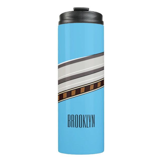 Harmonica cartoon illustration thermal tumbler (Front)