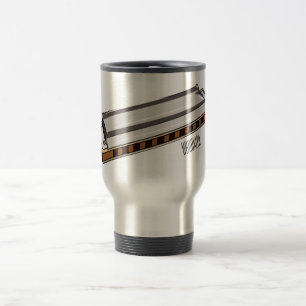Harmonica cartoon illustration travel mug