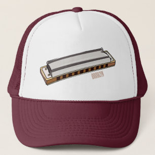 Harmonica cartoon illustration trucker hat