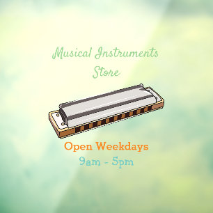 Harmonica cartoon illustration window cling