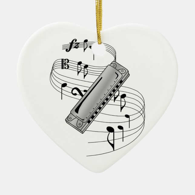 Harmonica Ceramic Tree Decoration (Front)