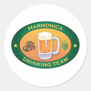 Harmonica Drinking Team Classic Round Sticker