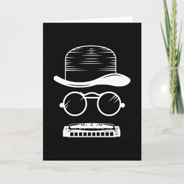 Harmonica Hat Music Instrument Blues Card (Front)