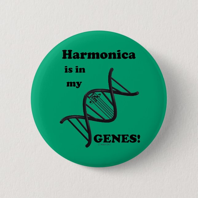 Harmonica Is In My Genes 6 Cm Round Badge (Front)