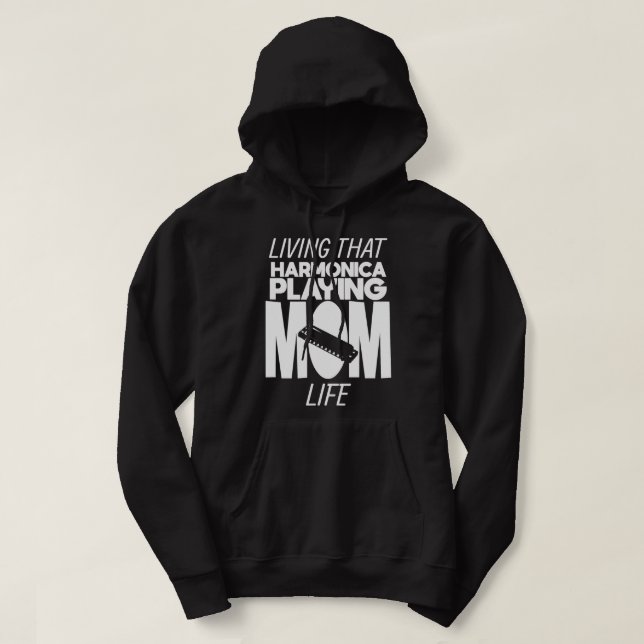 Harmonica Lover Living That Harmonica Playing Mum  Hoodie (Design Front)