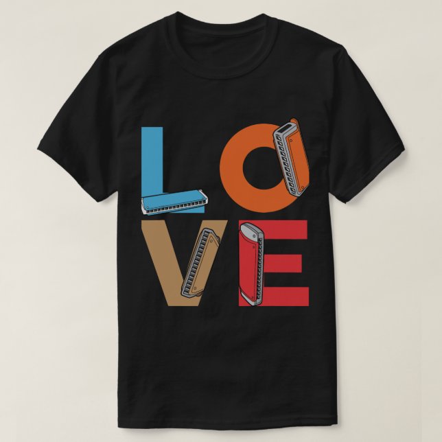 Harmonica Lover Love Harmonicas Harmonica Player H T-Shirt (Design Front)