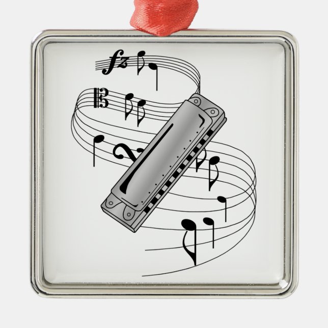 Harmonica Metal Tree Decoration (Front)