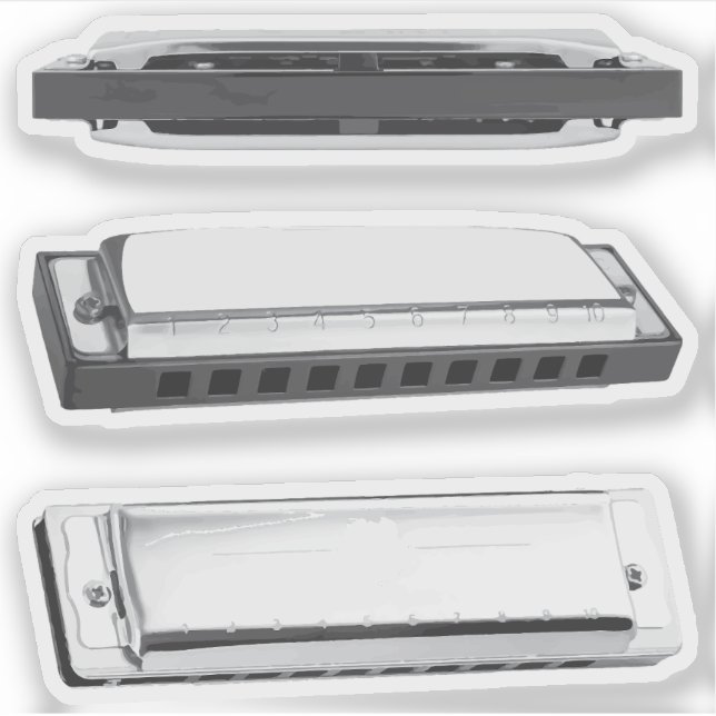 Harmonica Mouth Organ Blues Harp Sticker Set (Front)