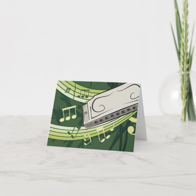 Harmonica Music Thank You Card (Front)