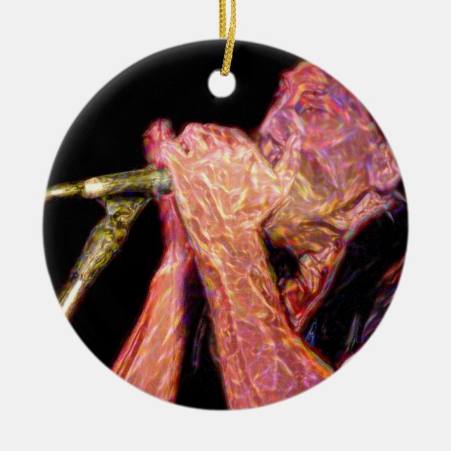 harmonica player artistic version musician ceramic tree decoration (Front)